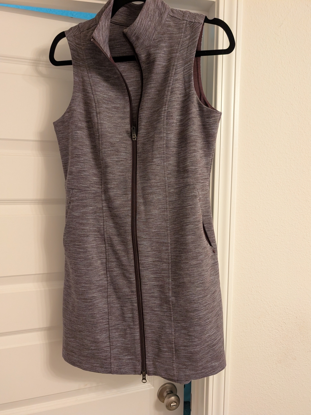 Title Nine Passport Ponte Dress Sleeveless Zip Vest Brown & Pink Small Like New